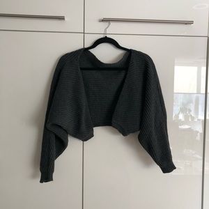 Dark grey crop cardigan- shein